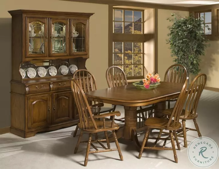 Classic Oak Burnished Rustic Detailed Curved Arrow Side Chair