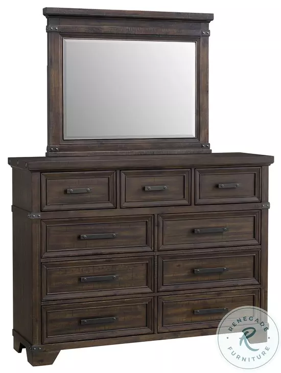 Canyon Ridge Charcoal 9 Drawer Dresser And Mirror
