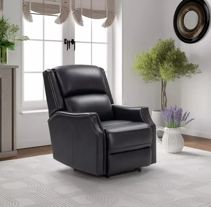 Conrad Shoreham Blue Leather Triple Power Recliner with USB Charging