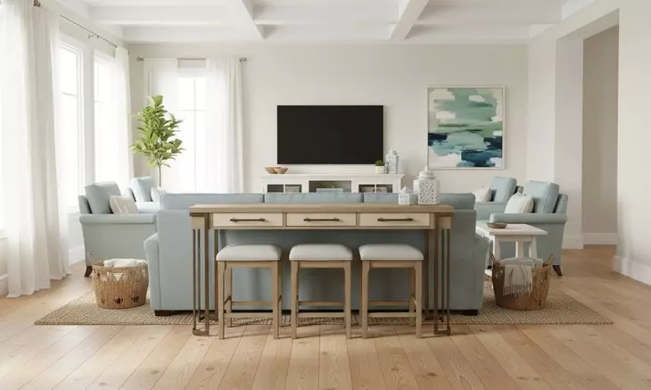 Rio Vista Muted Earth Tones and Clay Rectangular Console Table with USB Charging