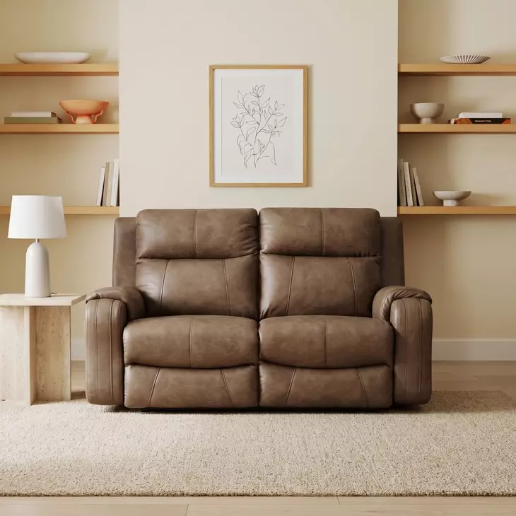 Contour Cocoa 60" Power Reclining Loveseat with Power Headrest and USB Charging