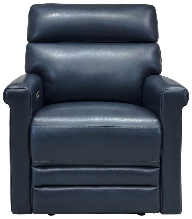 Corbyn Shoreham Blue Leather Power Recliner with Power Headrest and USB Charging