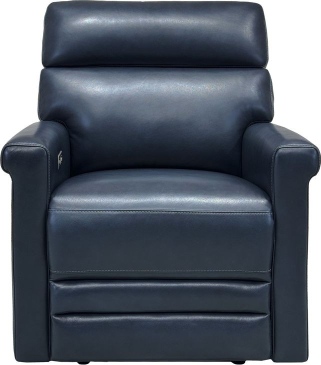 Corbyn Shoreham Blue Leather Power Recliner with Power Headrest and USB Charging