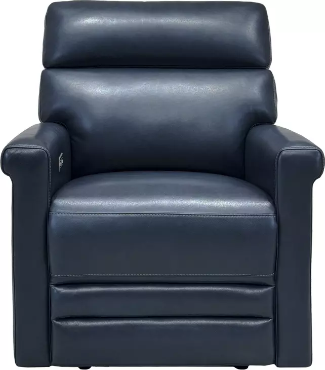 Corbyn Shoreham Blue Leather Power Recliner with Power Headrest and USB Charging