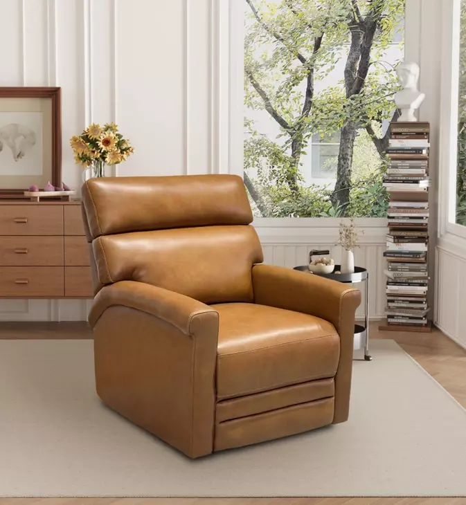 Corbyn Elwood Saddle Leather Power Recliner with Power Headrest and USB Charging