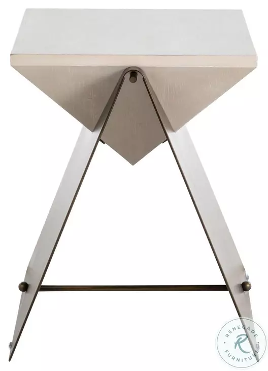 Cornet Cerused White And Brushed Brass Side Table