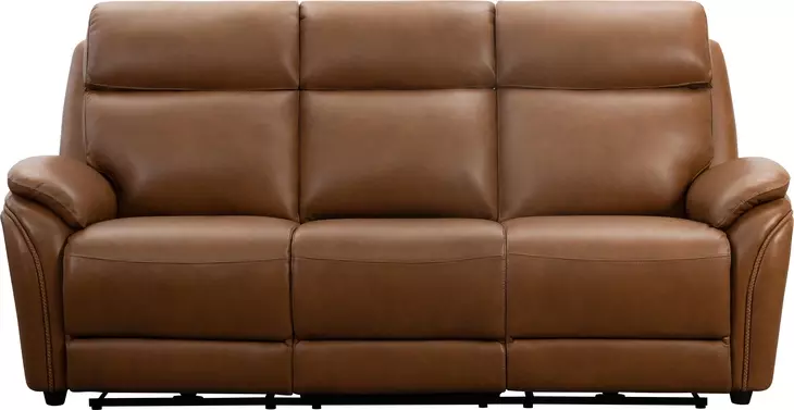 Corry Simon Saddle Leather 87" Power Reclining Sofa with Power Lumbar and USB Charging