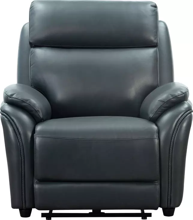 Corry Pretty G Dark Blue Leather Power Recliner with Power Lumbar and USB Charging