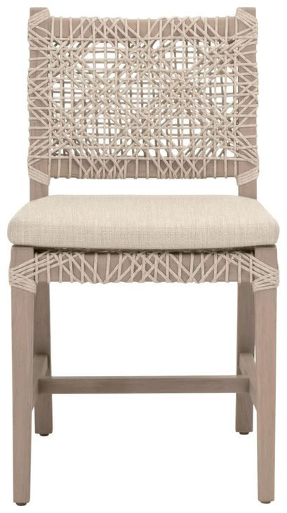 Costa Beige Performance Fabric Outdoor Dining Chair Set of 2