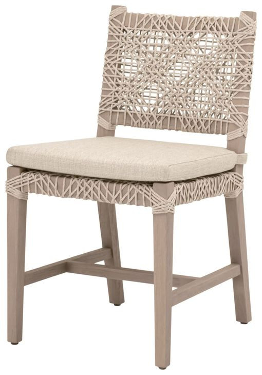 Costa Beige Performance Fabric Outdoor Dining Chair Set of 2