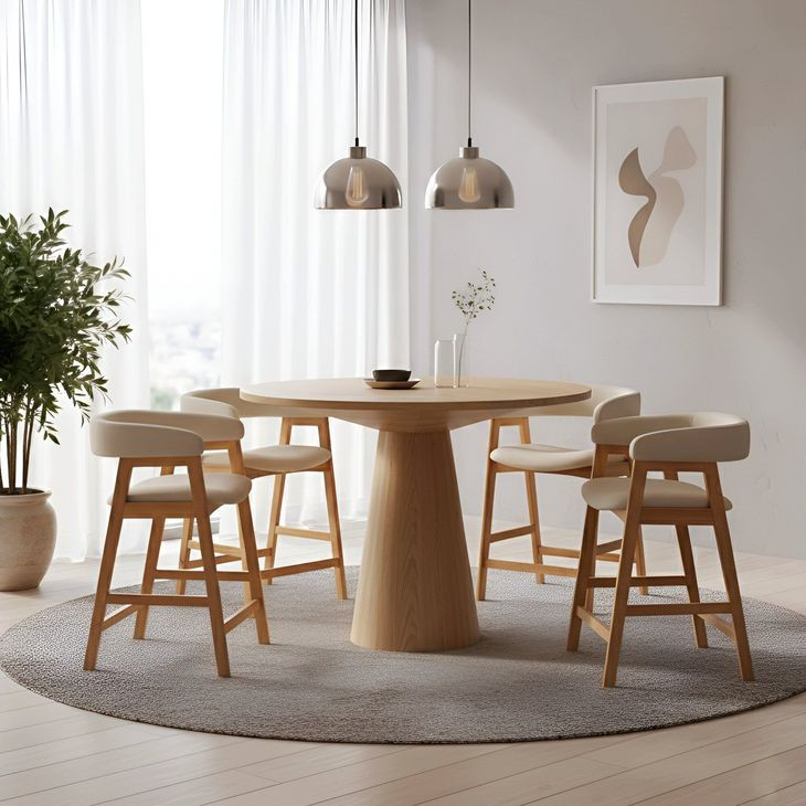 Cove Natural Round Counter Height Dining Room Set