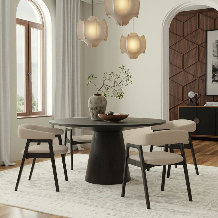 Cove Vintage Black Round Dining Room Set