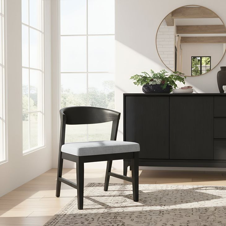 Cove Gray Upholstered Wood Back Side Chair Set of 2