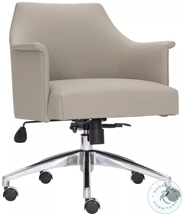 Tiemann Beige And Polished Stainless Steel Office Chair
