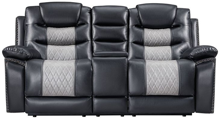 Nikko Black 74" Loveseat with Dual Recliner and Nailhead Trim