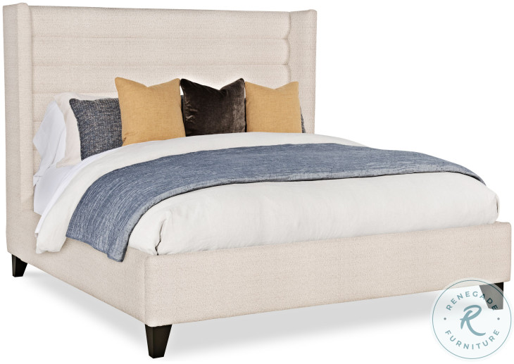 Details Case Off White Upholstered King Wing Platform Bed