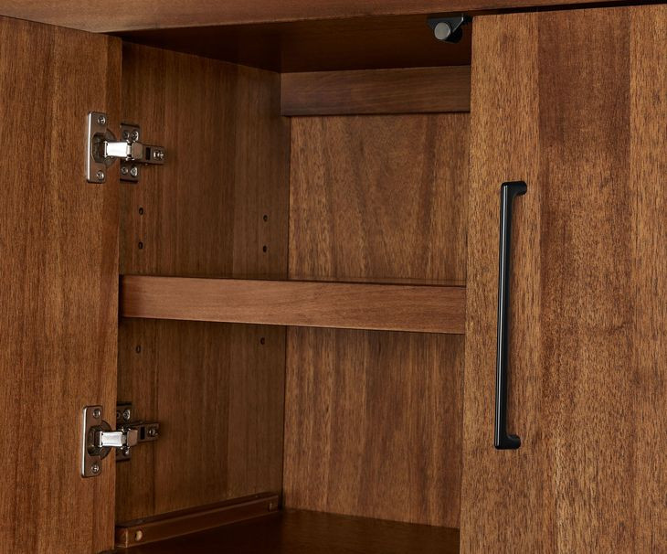Avery Rich Medium Brown 64" Credenza and Hutch with USB Charging