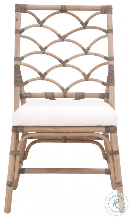 Sel De Mer Matte Gray Rattan And Blanche Crescent Dining Chair Set of 2