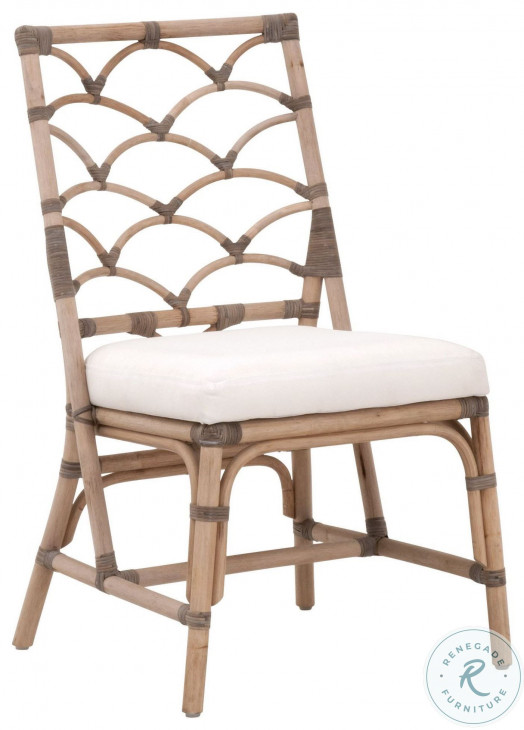 Sel De Mer Matte Gray Rattan And Blanche Crescent Dining Chair Set of 2