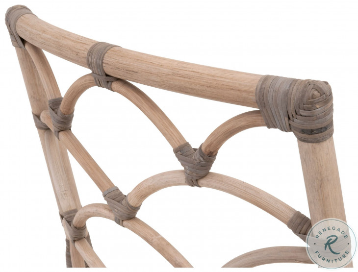 Sel De Mer Matte Gray Rattan And Blanche Crescent Dining Chair Set of 2