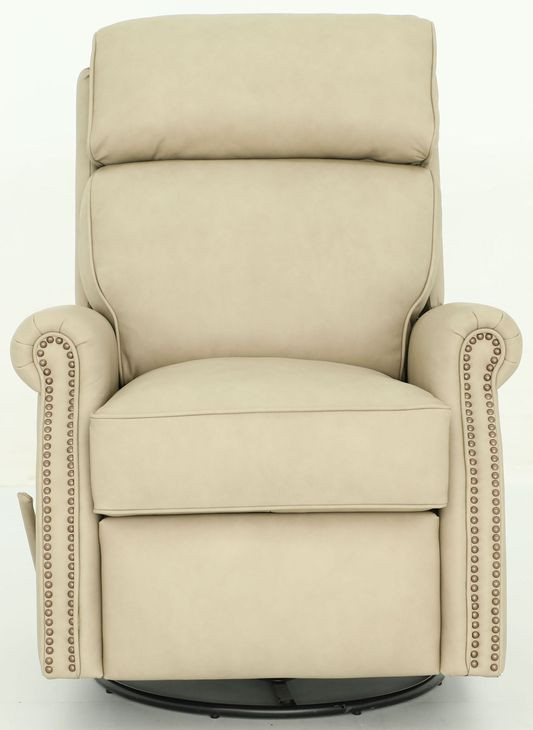 Crews Cashmere Stone Leather Swivel Glider Recliner