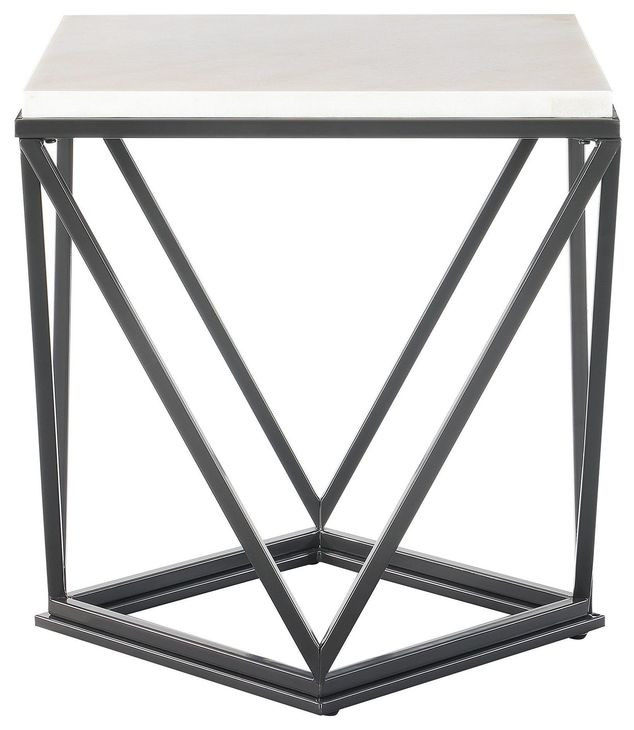 Conner Black And White Marble Top Square End Table