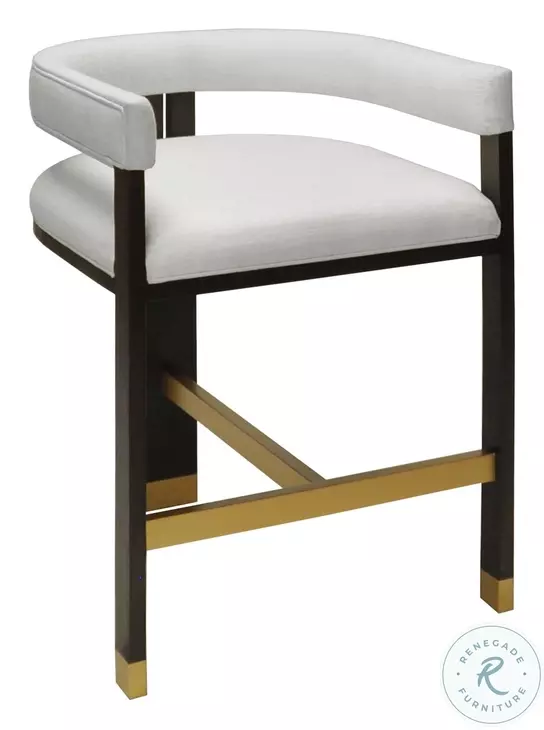 Cruise Dark Espresso Oak And White Linen Accent Counter Height Stool