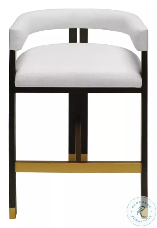 Cruise Dark Espresso Oak And White Linen Accent Counter Height Stool