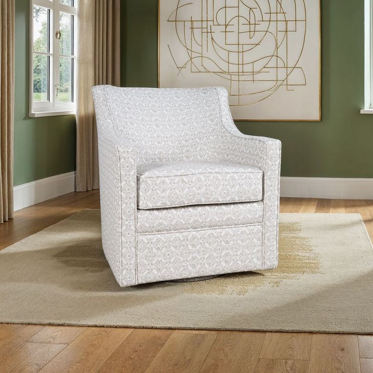 Barrett Beige Upholstered Swivel Accent Armchair
