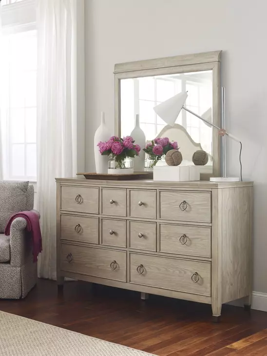 Clearview Oyster 8 Drawer Fremont Dresser with Rectangular Mirror