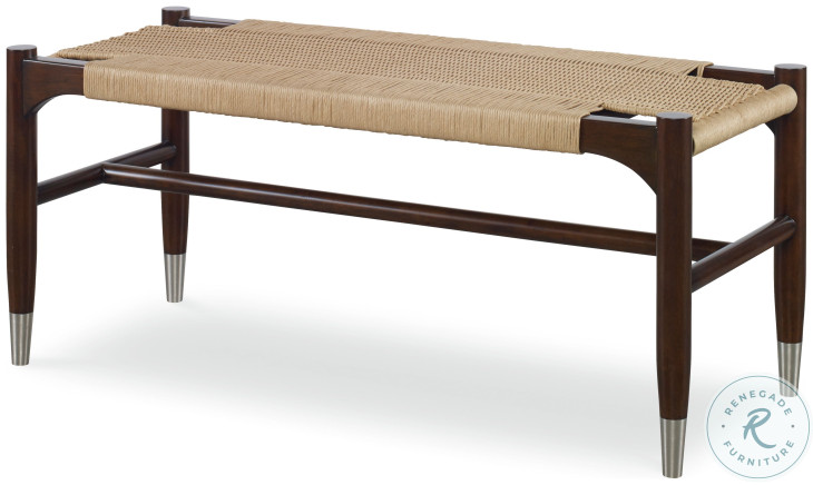 Tristan Sand And Mahogany Woven Bench
