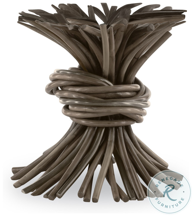 Knot Clear Glass And Grey End Table
