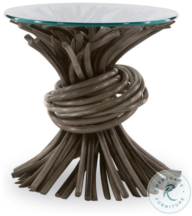 Knot Clear Glass And Grey End Table
