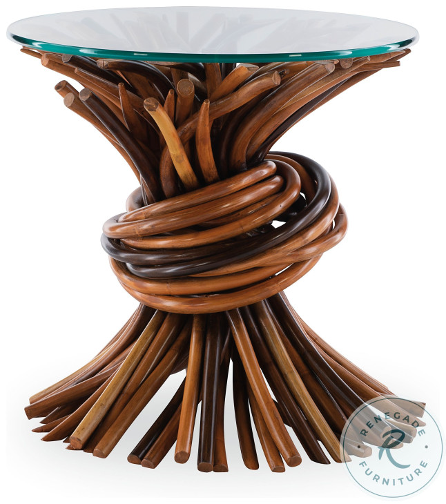 Knot Clear Glass And Natural End Table