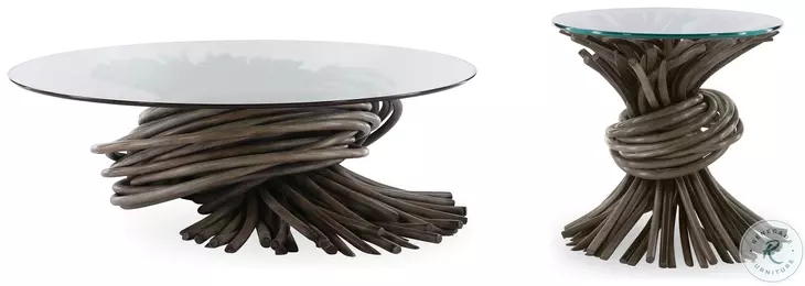 Knot Clear Glass And Grey Occasional Table Set