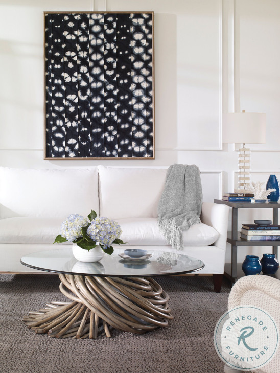 Knot Clear Glass And Grey Cocktail Table