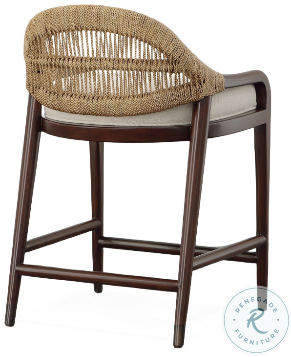 CT208 Jute Weave And Flax Low Back Counter Height Stool