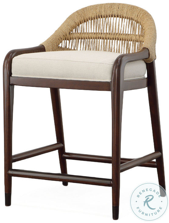CT208 Jute Weave And Flax Low Back Counter Height Stool
