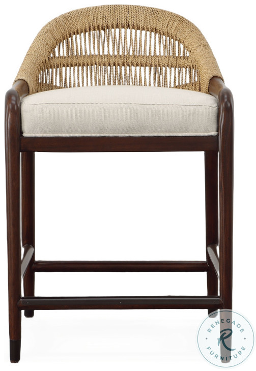 CT208 Jute Weave And Flax Low Back Counter Height Stool