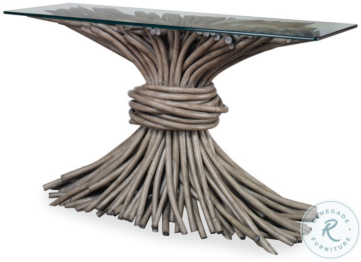 Knot Clear Glass And Grey Console Table