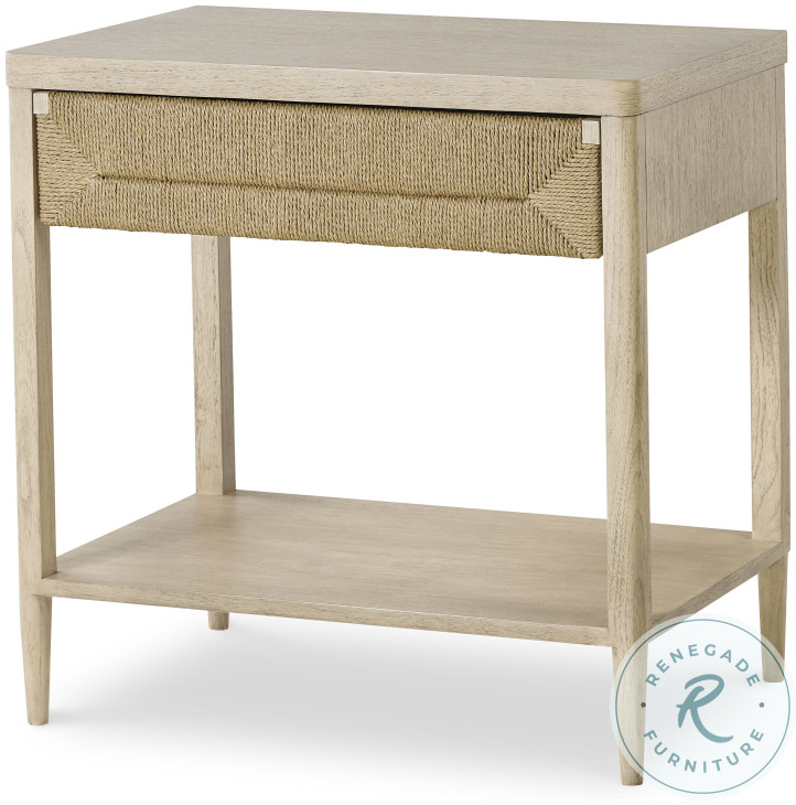 Palmetto Light Grey And Abaca Rope 1 Drawer Nightstand