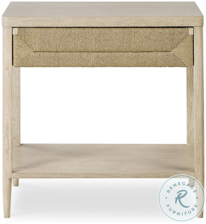 Palmetto Light Grey And Abaca Rope 1 Drawer Nightstand