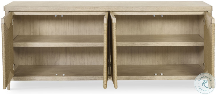 Palmetto Light Grey And Abaca Rope 4 Door Credenza