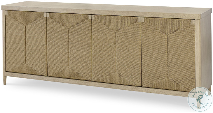 Palmetto Light Grey And Abaca Rope 4 Door Credenza