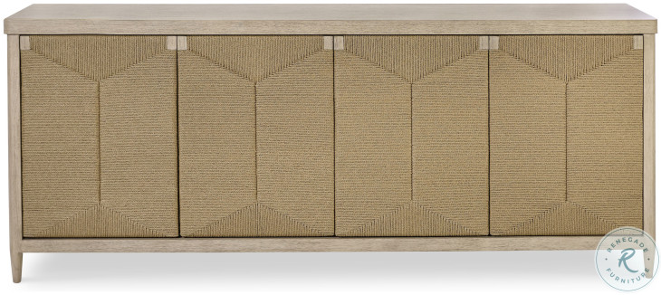 Palmetto Light Grey And Abaca Rope 4 Door Credenza