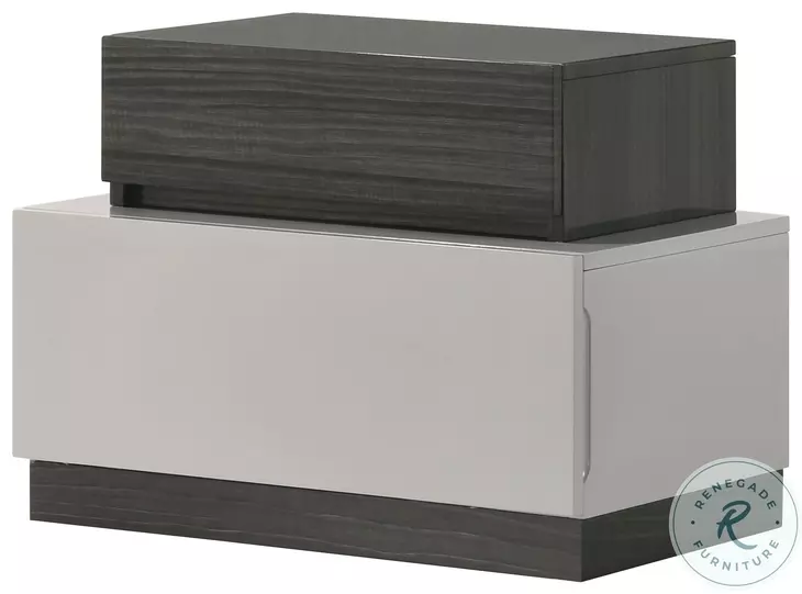 Cube High Gloss Light And Dark Zebra Gray Nightstand
