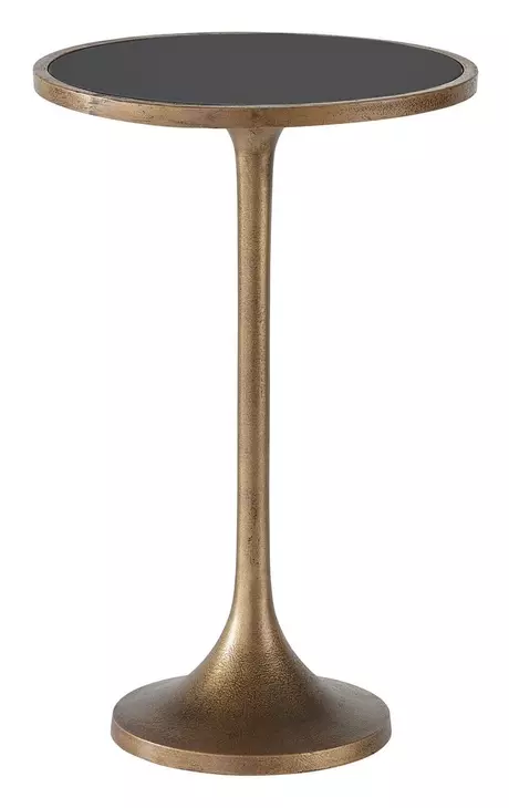 Curated Black and Gold Round Granite Top Nouveau Bunching Table