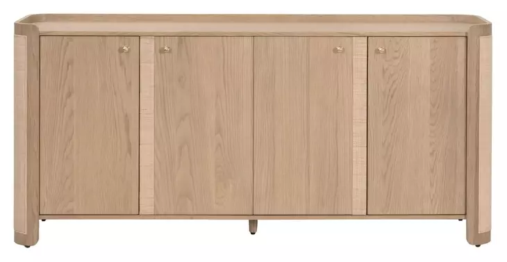 Curve Light Honey 4 Door Media Sideboard