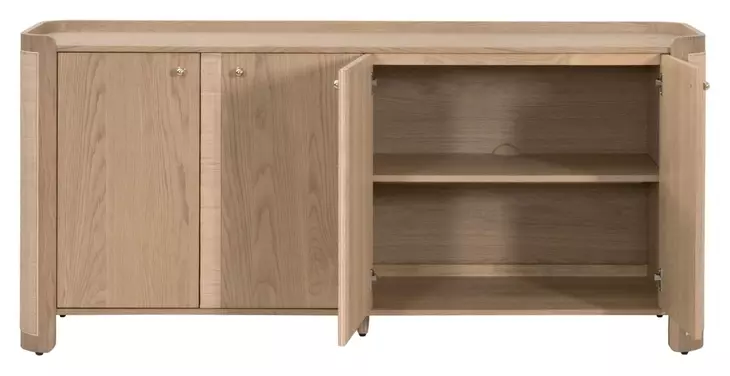 Curve Light Honey 4 Door Media Sideboard