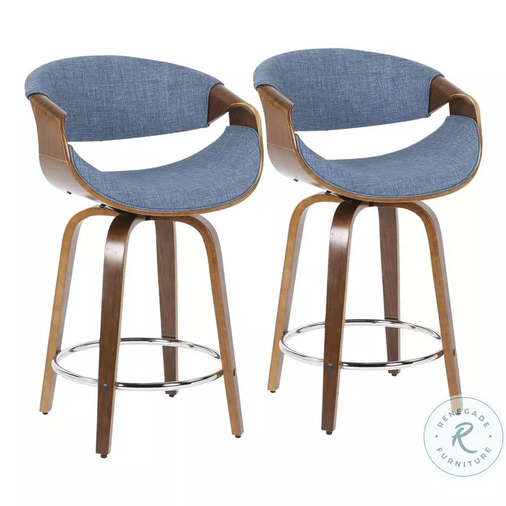 Curvini Blue 24 Counter Height Stool Set Of 2